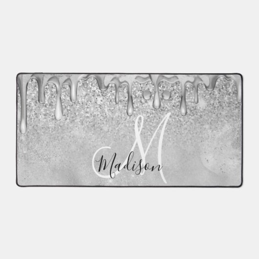 Chic argent ombre parties scintillant gouttes mono (Recto)