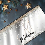 Chic argent or fausse parties scintillant monogram