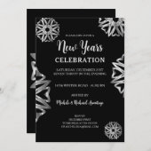 Chic Argent Stars Nouvel An Invitation (Devant / Derrière)