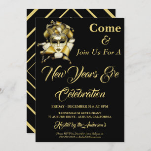 Chic Arlequin Nouvel An Eve Invitation