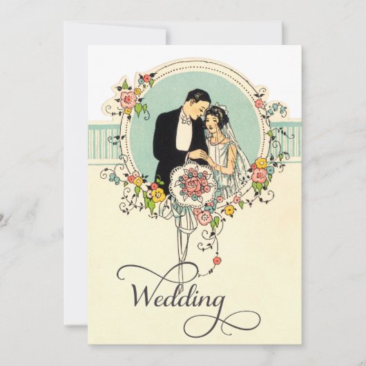 Chic Art Deco 1920's Bride & Groom Wedding Kaart (Voorkant)