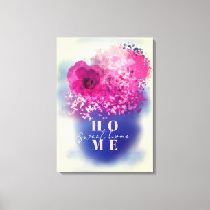 Chic Artistic Pink Flowers Vase Sweet Home Canvas Afdruk