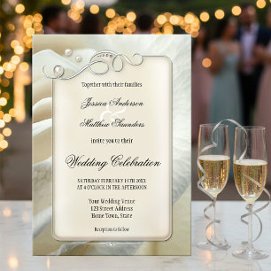 Chic Artistic Silver Ivory Roos Weddenschap Kaart