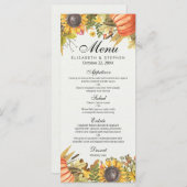 Chic Automne Maple Feuille Citrouille Menu Mariage (Devant / Derrière)