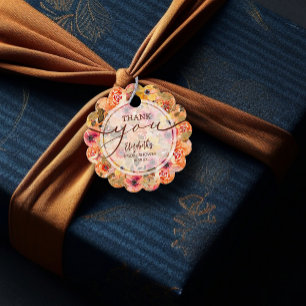 Chic Autumn Floral Vrijgezellenfeest Hartelijk dan Bedankjes Labels