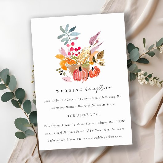 Chic Autumn Harvest Pumpkin Wedding Reception Informatiekaartje