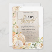 Chic Autumn Pumpkins Flowers Baby shower Kaart (Voorkant)
