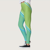 Chic Azure Blue onder Bleke Yellow Banded Print Leggings (Links)