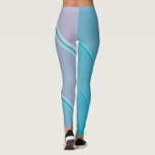 Chic Azure Blue onder Pink Banded Print Leggings (Achterkant)