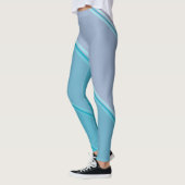 Chic Azure Blue onder Pink Banded Print Leggings (Links)