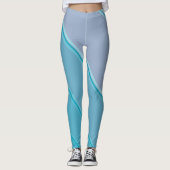 Chic Azure Blue onder Pink Banded Print Leggings (Voorkant)