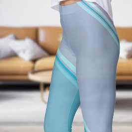 Chic Azure Blue onder Pink Banded Print Leggings