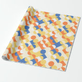 Chic Azure Blue Sunny Yellow Circles Art Pattern Cadeaupapier (Uitgerold)