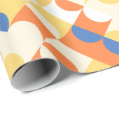 Chic Azure Blue Sunny Yellow Circles Art Pattern Cadeaupapier (Rol Hoek)