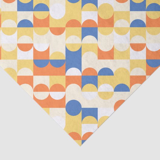 Chic Azure Blue Sunny Yellow Circles Art Pattern Tissuepapier (Detail)