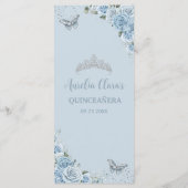 Chic Baby Blue Floral Butterflies Quinceañera Menu (Dos)