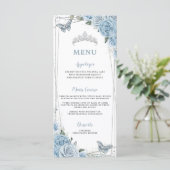 Chic Baby Blue Floral Butterflies Quinceañera Menu (Debout devant)