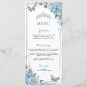 Chic Baby Blue Floral Butterflies Quinceañera Menu (Devant)