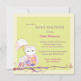 Chic Baby Green Owl Baby shower Kaart