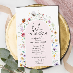 Chic Baby in Bloom Pink Girl Baby shower Kaart