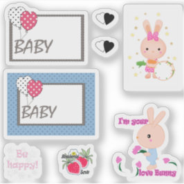 Chic baby set, baby, bunnies, grappig, hazen, bloe sticker