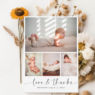 Chic Baby shower 4 Fotocollage Dank u Bedankkaart