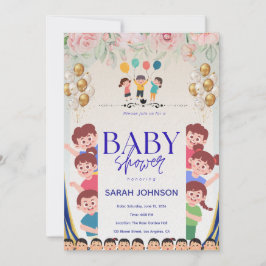 Chic Baby Shower Invitation | Elegant Floral Kaart