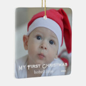 Chic Baby's eerste kerst pasgeboren foto Keramisch Ornament (Rechts)
