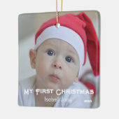 Chic Baby's eerste kerst pasgeboren foto Keramisch Ornament (Links)