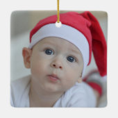 Chic Baby's eerste kerst pasgeboren foto Keramisch Ornament (Achterkant)