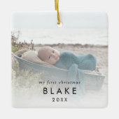 Chic Baby's eerste kerstfeest Pasgeboren fotokeram Keramisch Ornament (Voorkant)
