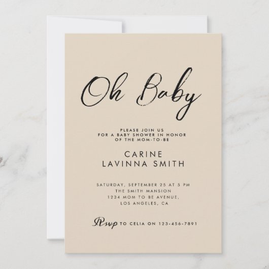Chic babyshower script moderne uitnodiging (Voorkant)