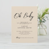 Chic babyshower script moderne uitnodiging (Staand voorkant)