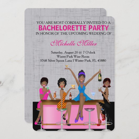 Chic Bachelorette Bash Aangepaste uitnodiging (Voorkant / Achterkant)