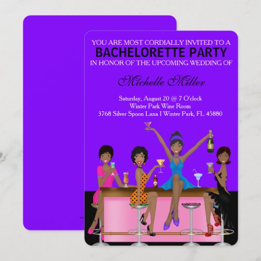 Chic Bachelorette Bash Aangepaste uitnodiging (Voorkant / Achterkant)