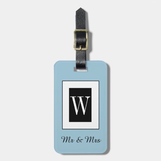 CHIC BAGAGELABEL_"Mr & Mrs." BLACK/WHITE/BLUE Bagagelabel (Voorkant verticaal)