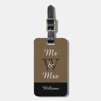 CHIC BAGAGELABEL_"Mr & Mrs." BROWN/BLACK/WHITE Bagagelabel