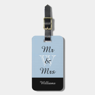 CHIC BAGAGELABEL_"Mr & Mrs." IN BLUE/BLACK/WHITE Bagagelabel