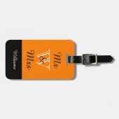 CHIC BAGAGELABEL_"Mr & Mrs." in het ORANJE/BLACK/W Bagagelabel (Voorkant horizontaal)
