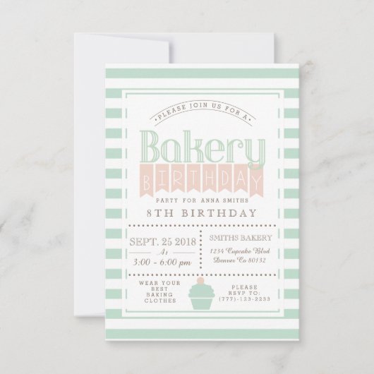 Chic Bakery Anniversaire Fête Invitation (Devant)
