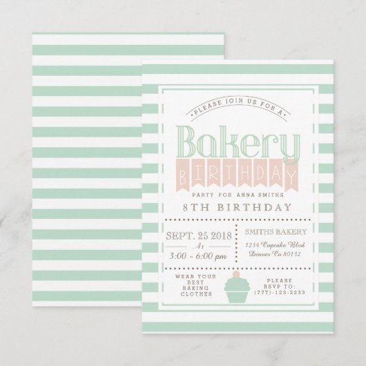 Chic Bakery Anniversaire Fête Invitation (Devant / Derrière)