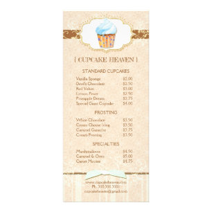 Chic Bakery Cupcake prijslijst Reclamekaart