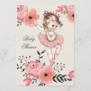 Chic Ballerina Waterverf Flowers Baby shower Kaart