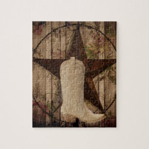 Chic barn wood Texas Star Western land cowgirl Legpuzzel