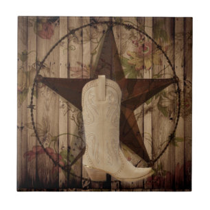 Chic barn wood Texas Star Western land cowgirl Tegeltje