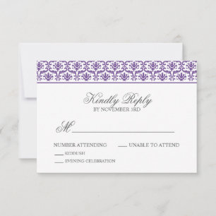 Chic Bat mitzvah pourpre Damask RSVP