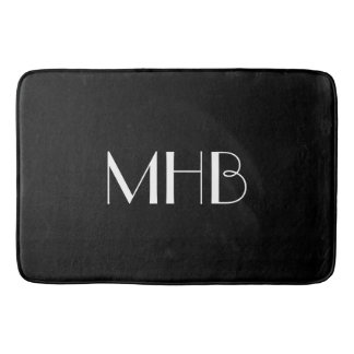 CHIC BATH MAT_BLACK SOLID/WITTE MONOGRAM BADMAT