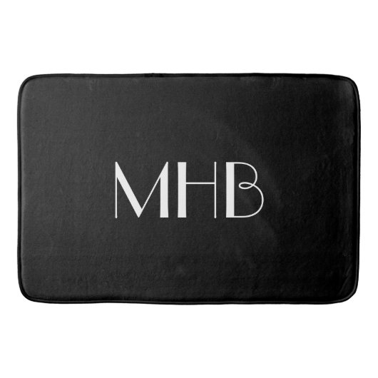 CHIC BATH MAT_BLACK SOLID/WITTE MONOGRAM BADMAT (Voorkant)