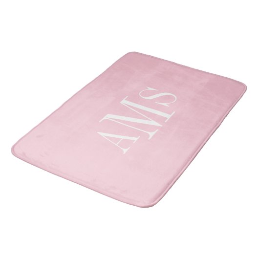 CHIC BATH MAT_ PINK SOLID/WHITE/MONOGRAM BADMAT (Gekanteld)