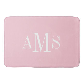 CHIC BATH MAT_ PINK SOLID/WHITE/MONOGRAM BADMAT